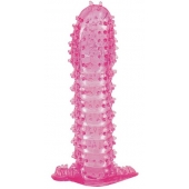 Гелевая розовая насадка с шипами - 12 см. - Toyfa Basic - в Кургане купить с доставкой