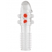 Гелевая прозрачная насадка с шариками и шипами - 14 см. - Toyfa Basic - в Кургане купить с доставкой