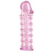 Гелевая розовая насадка на фаллос с шипами - 12 см. - Toyfa Basic - в Кургане купить с доставкой