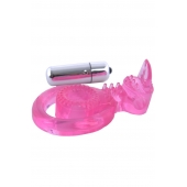 Розовая вибронасадка со стимулятор клитора   Язычок - Toyfa Basic - в Кургане купить с доставкой