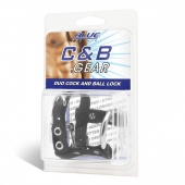 Утяжка на пенис на замочке Duo Cock And Ball Lock - BlueLine - купить с доставкой в Кургане