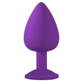 Большая фиолетовая анальная пробка Emotions Cutie Large с голубым кристаллом - 10 см. - Lola Games - купить с доставкой в Кургане