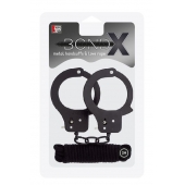 Чёрные наручники из листового металла в комплекте с веревкой BONDX METAL CUFFS LOVE ROPE SET - Dream Toys - купить с доставкой в Кургане