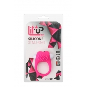 Розовое эрекционное кольцо с щеточкой LIT-UP SILICONE STIMU RING 5 - Dream Toys - в Кургане купить с доставкой