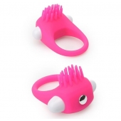 Розовое эрекционное кольцо с щеточкой LIT-UP SILICONE STIMU RING 5 - Dream Toys - в Кургане купить с доставкой