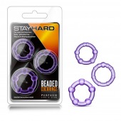 Набор из 3 фиолетовых эрекционных колец Stay Hard Beaded Cockrings - Blush Novelties - в Кургане купить с доставкой