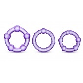 Набор из 3 фиолетовых эрекционных колец Stay Hard Beaded Cockrings - Blush Novelties - в Кургане купить с доставкой