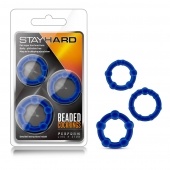 Набор из 3 синих эрекционных колец Stay Hard Beaded Cockrings - Blush Novelties - в Кургане купить с доставкой
