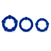 Набор из 3 синих эрекционных колец Stay Hard Beaded Cockrings - Blush Novelties - в Кургане купить с доставкой