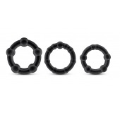 Набор из 3 чёрных эрекционных колец Stay Hard Beaded Cockrings - Blush Novelties - в Кургане купить с доставкой