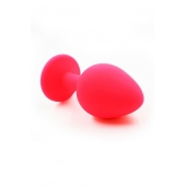 Розовая силиконовая анальная пробка с красным кристаллом - 7 см. - Kanikule - купить с доставкой в Кургане