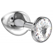 Большая серебристая анальная пробка Diamond Clear Sparkle Large с прозрачным кристаллом - 8 см. - Lola Games - купить с доставкой в Кургане