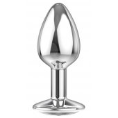 Малая серебристая анальная пробка Diamond Clear Sparkle Small с прозрачным кристаллом - 7 см. - Lola Games - купить с доставкой в Кургане