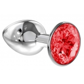 Малая серебристая анальная пробка Diamond Red Sparkle Small с красным кристаллом - 7 см. - Lola Games - купить с доставкой в Кургане