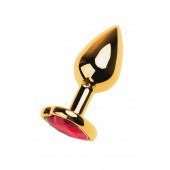 Золотистая анальная пробка с кристаллом-сердцем - 7,5 см. - ToyFa - купить с доставкой в Кургане