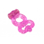 Розовое эрекционное кольцо Rings Treadle с подхватом - Lola Games - в Кургане купить с доставкой
