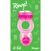 Розовое эрекционное кольцо с вибрацией Rings Ringer - Lola Games - в Кургане купить с доставкой