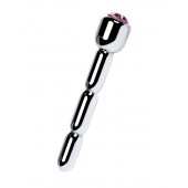 Серебристый уретральный плаг со стразом - 7 см. - ToyFa - купить с доставкой в Кургане