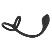 Эрекционное кольцо с утяжкой на мошонку и анальным плаг Black Velvets - Orion - в Кургане купить с доставкой