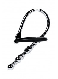 Серебристый уретральный плаг-бусины TOYFA Metal с мягким фиксириющим кольцом - ToyFa - купить с доставкой в Кургане