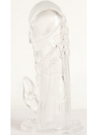 Прозрачная гелевая насадка с клиторальным отростком - 13 см. - Toyfa Basic - в Кургане купить с доставкой