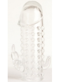 Гелевая прозрачная насадка с 2 отростками - 13 см. - Toyfa Basic - в Кургане купить с доставкой