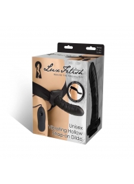 Чёрный полый страпон с вибрацией Unisex Vibrating Hollow Strap-On - 14 см. - Lux Fetish - купить с доставкой в Кургане