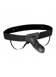 Чёрный полый страпон с вибрацией Unisex Vibrating Hollow Strap-On - 14 см. - Lux Fetish - купить с доставкой в Кургане