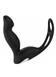 Черный вибромассажер простаты P-PLEASER W ERECTION ENHANCE - Dream Toys - в Кургане купить с доставкой