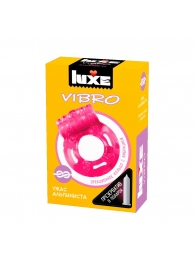 Розовое эрекционное виброкольцо Luxe VIBRO  Ужас Альпиниста  + презерватив - Luxe - в Кургане купить с доставкой