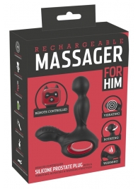 Черный вибромассажер простаты с нагревом и ротацией Prostate Plug - 14,5 см. - Orion - в Кургане купить с доставкой