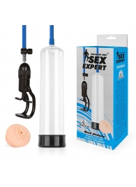 Прозрачная вакуумная помпа Sex Expert с насадкой-вагиной - Bior toys - в Кургане купить с доставкой