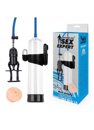 Прозрачная вакуумная вибропомпа Sex Expert с насадкой-вагиной - Sex Expert - в Кургане купить с доставкой