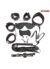 Большой игровой набор БДСМ: наручники, оковы, маска, кляп, плеть, ошейник с поводком, верёвка, зажимы для сосков - Notabu - купить с доставкой в Кургане
