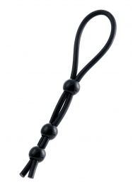 Черное лассо на пенис с тремя бусинами - A-toys - в Кургане купить с доставкой