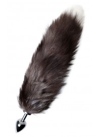 Серебристая металлическая анальная втулка с хвостом чернобурой лисы - размер S - ToyFa - купить с доставкой в Кургане
