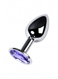 Серебристая конусовидная анальная пробка с фиолетовым кристаллом - 7 см. - ToyFa - купить с доставкой в Кургане