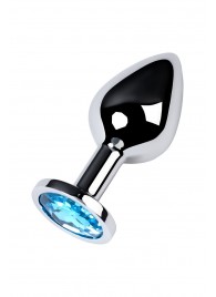 Серебристая конусовидная анальная пробка с голубым кристаллом - 8 см. - ToyFa - купить с доставкой в Кургане