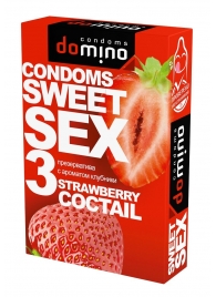 Презервативы для орального секса DOMINO Sweet Sex с ароматом клубничного коктейля  - 3 шт. - Domino - купить с доставкой в Кургане