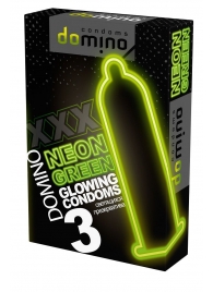 Презервативы DOMINO Neon Green со светящимся в темноте кончиком - 3 шт. - Domino - купить с доставкой в Кургане