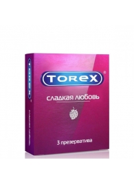 Презервативы Torex  Сладкая любовь  с ароматом клубники - 3 шт. - Torex - купить с доставкой в Кургане