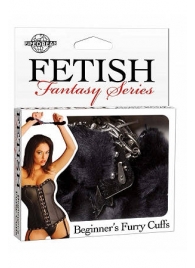 Меховые чёрные наручники Beginner s Furry Cuffs - Pipedream - купить с доставкой в Кургане