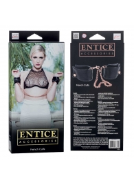 Черные мягкие наручники Entice French Cuffs с цепью - California Exotic Novelties - купить с доставкой в Кургане