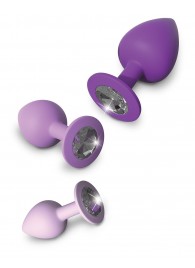 Набор из 3 фиолетовых анальных пробок со стразами Little Gems Trainer Set - Pipedream - купить с доставкой в Кургане