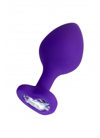 Фиолетовая анальная втулка Diamond Heart с прозрачным кристаллом - 8 см. - ToyFa - купить с доставкой в Кургане