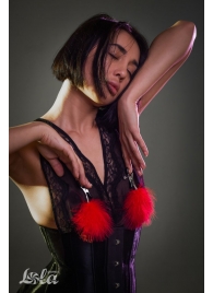 Зажимы на соски с красным пухом Euphoric - Lola Games - купить с доставкой в Кургане