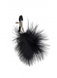 Зажимы на соски с черным пухом Euphoric - Lola Games - купить с доставкой в Кургане