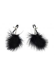 Зажимы на соски с черным пухом Euphoric - Lola Games - купить с доставкой в Кургане