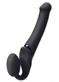 Черный безремневой вибрострапон Silicone Bendable Strap-On M - Strap-on-me - купить с доставкой в Кургане