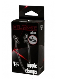 Черные зажимы на соски на цепочке BLAZE DELUXE NIPPLE CLAMPS - Dream Toys - купить с доставкой в Кургане